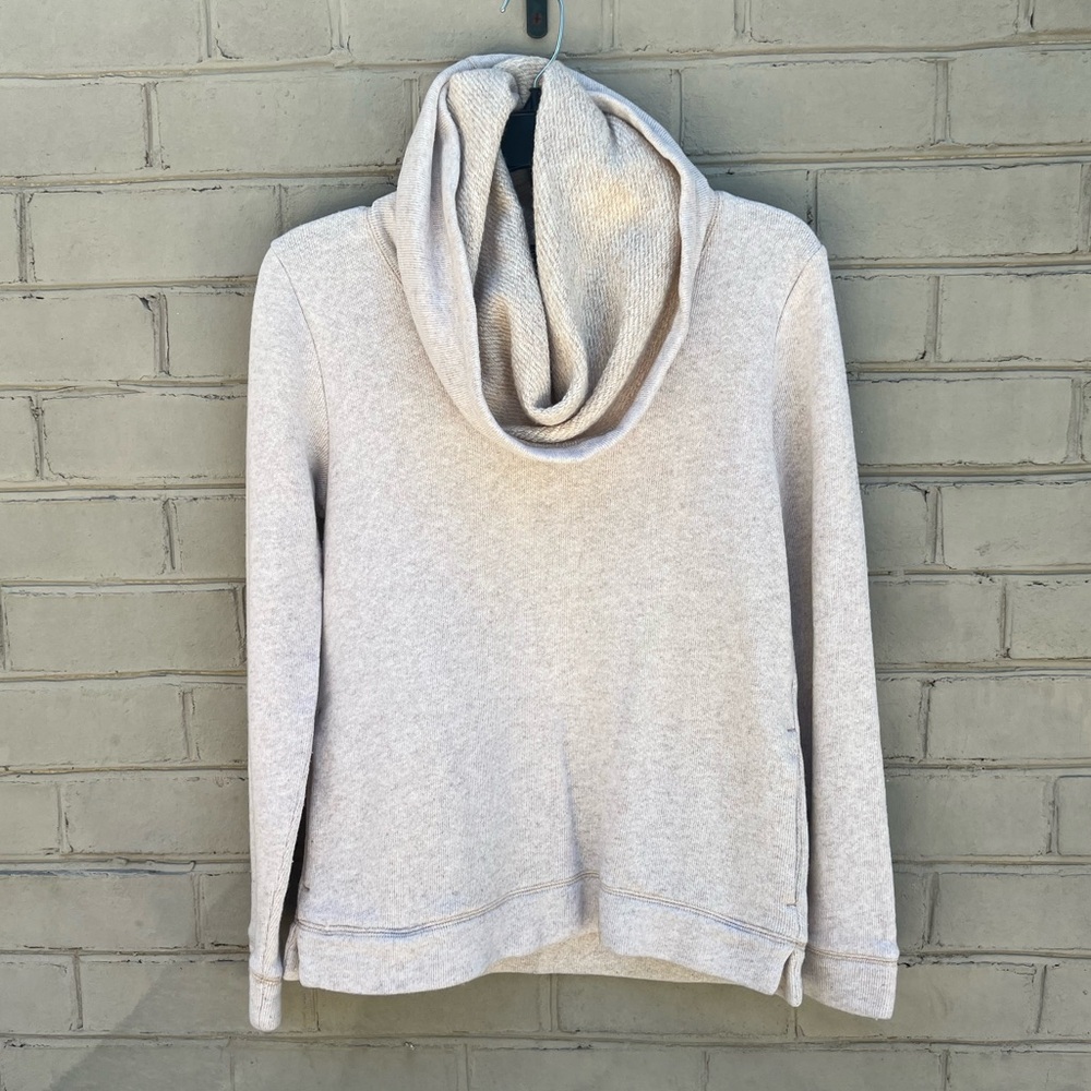 NWOT JCrew Mercantile Size S Funnel Neck Beige Sweatshirt w/ Pockets